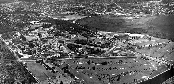 aerial photo of uw campus 1930s
